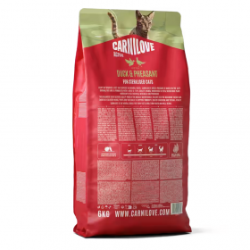 Супер премиум беззърнена суха храна за кастрирани котки Carnilove ACTIVE Duck & Pheasant с 26 % прясно патешко и фазаново месо 400гр